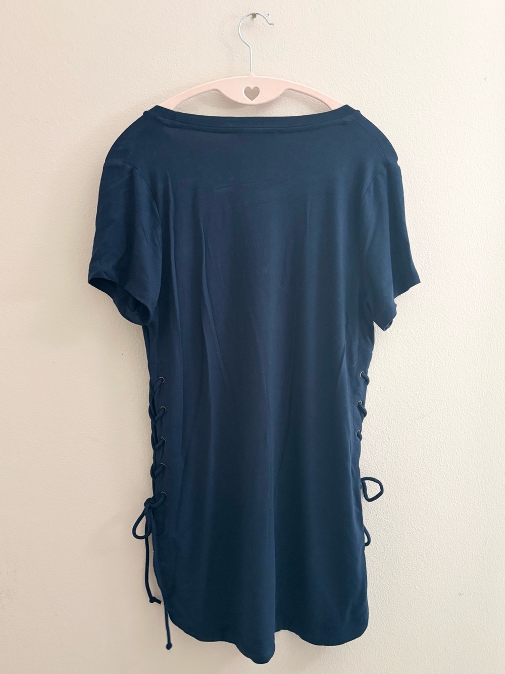 5/$15 🩷 Wishlist Navy Short-Sleeve Tunic with Side Lace-Up - Picture 5 of 6